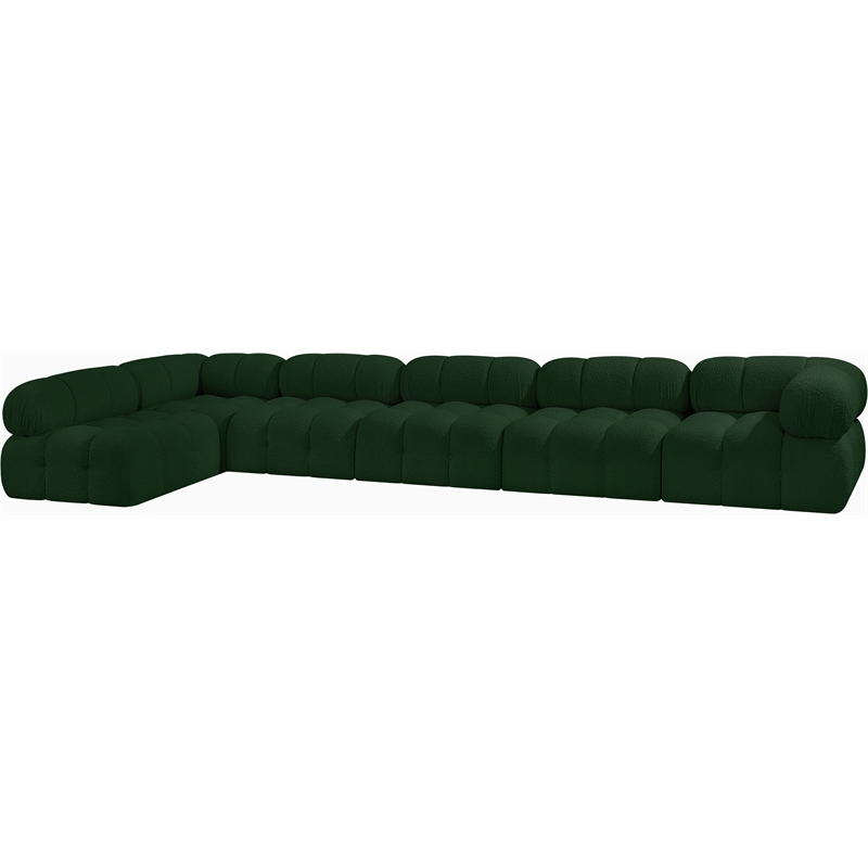 Meridian Furniture Ames Green Boucle Fabric Modular Sectional
