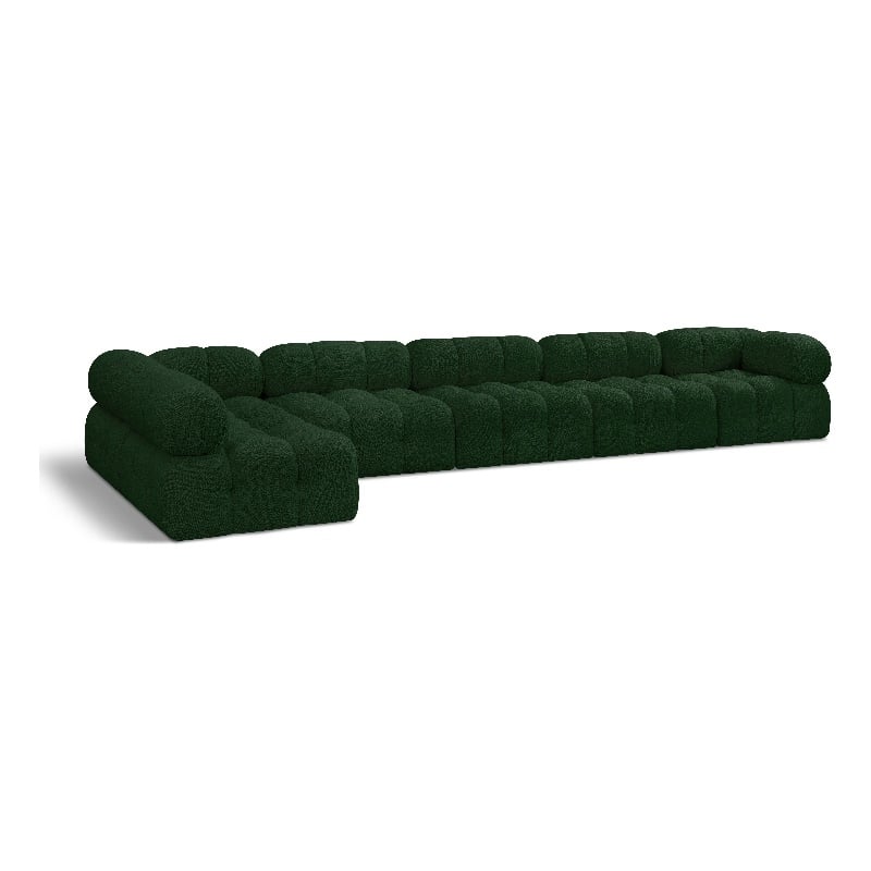Meridian Furniture Ames Green Boucle Fabric Modular Sectional