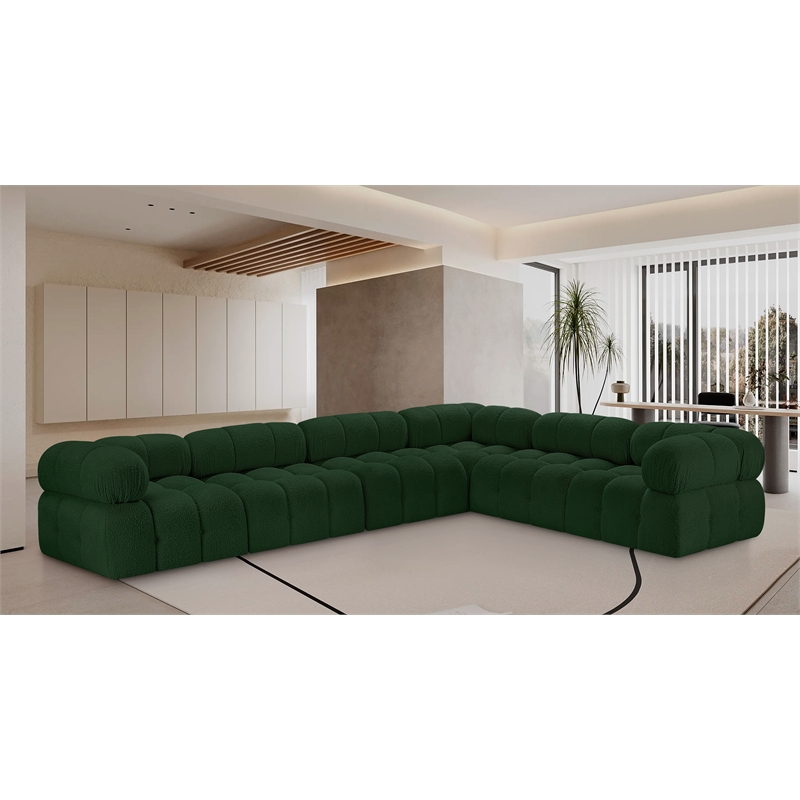 Meridian Furniture Ames Green Boucle Fabric Modular Sectional