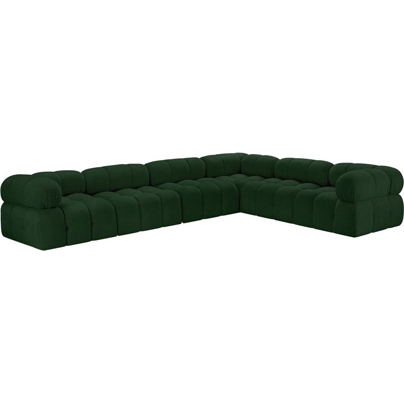 Meridian Furniture Ames Green Boucle Fabric Modular Sectional