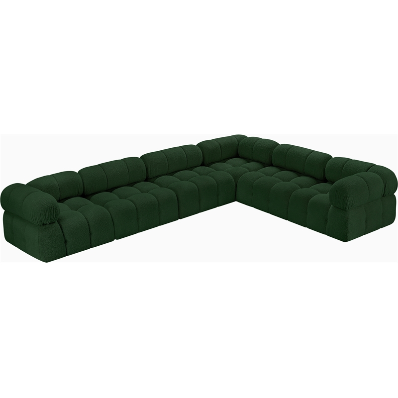 Meridian Furniture Ames Green Boucle Fabric Modular Sectional