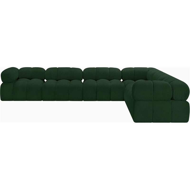 Meridian Furniture Ames Green Boucle Fabric Modular Sectional