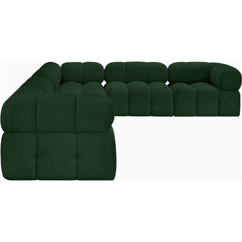 Meridian Furniture Ames Green Boucle Fabric Modular Sectional