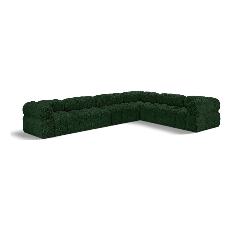 Meridian Furniture Ames Green Boucle Fabric Modular Sectional