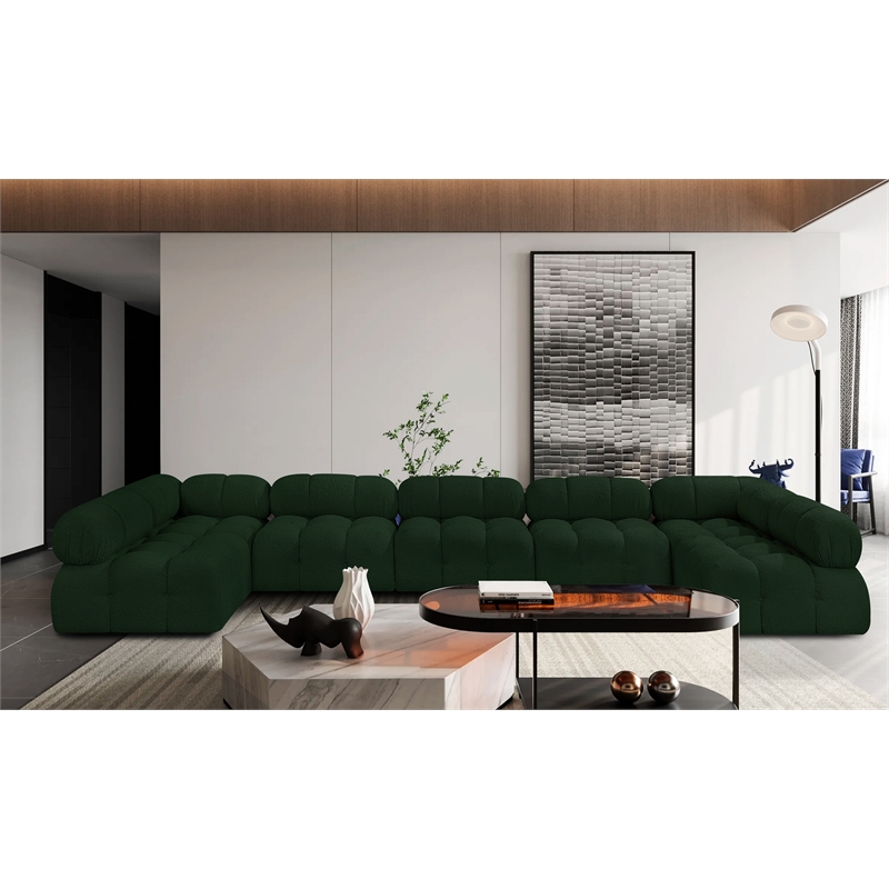 Meridian Furniture Ames Green Boucle Fabric Modular Sectional