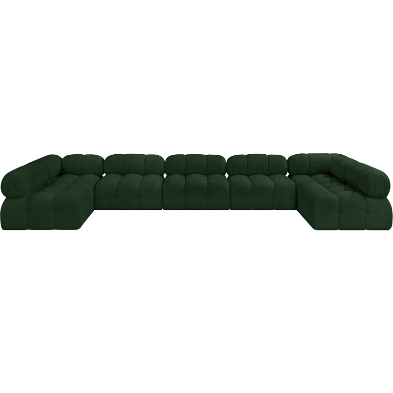 Meridian Furniture Ames Green Boucle Fabric Modular Sectional
