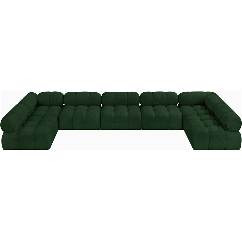 Meridian Furniture Ames Green Boucle Fabric Modular Sectional
