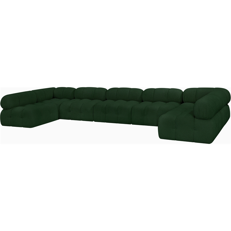 Meridian Furniture Ames Green Boucle Fabric Modular Sectional