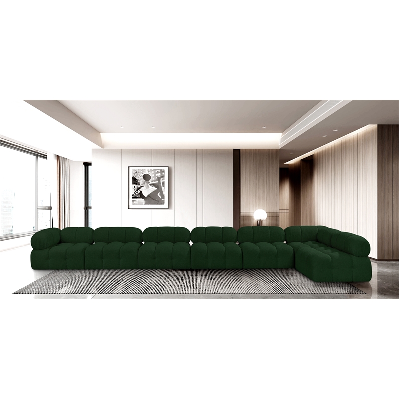 Meridian Furniture Ames Green Boucle Fabric Modular Sectional