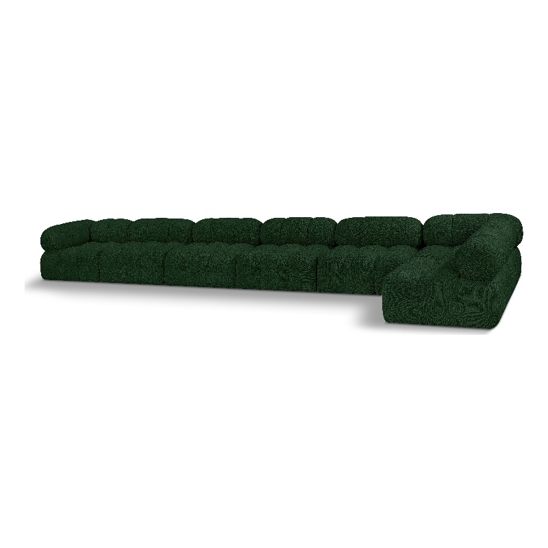Meridian Furniture Ames Green Boucle Fabric Modular Sectional