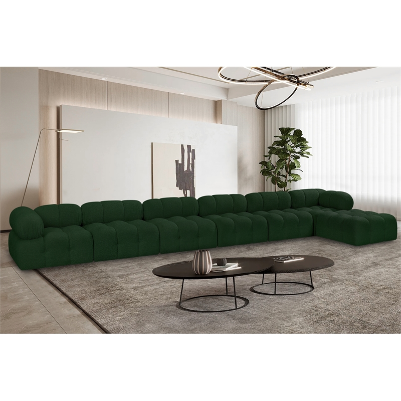 Meridian Furniture Ames Green Boucle Fabric Modular Sectional