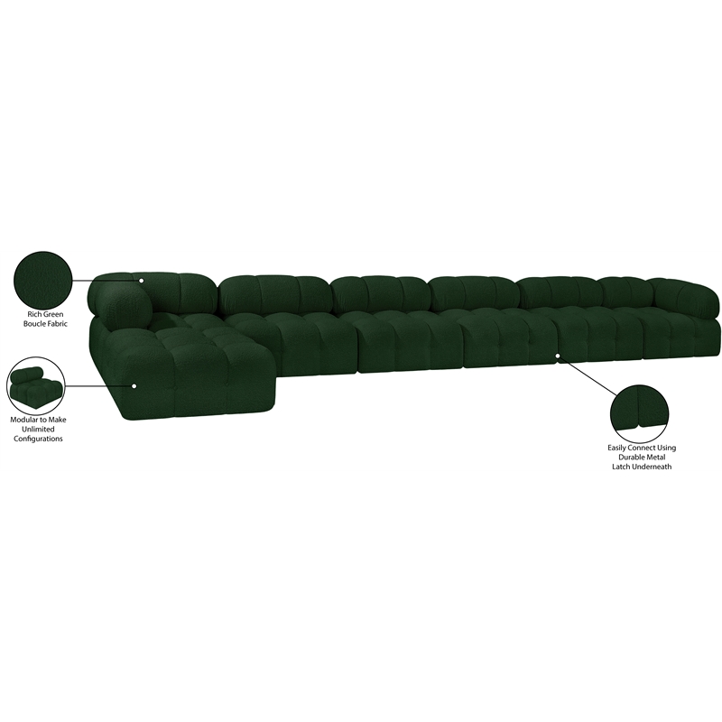 Meridian Furniture Ames Green Boucle Fabric Modular Sectional