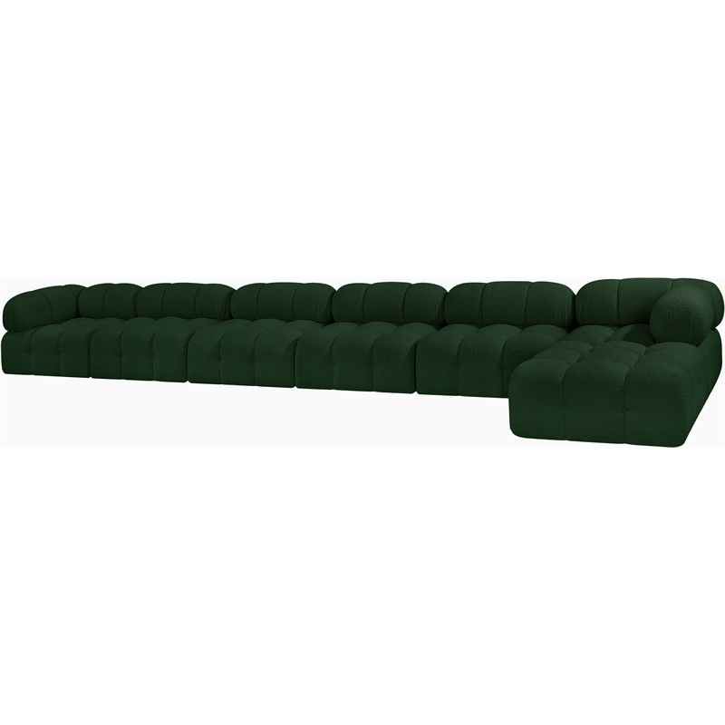 Meridian Furniture Ames Green Boucle Fabric Modular Sectional