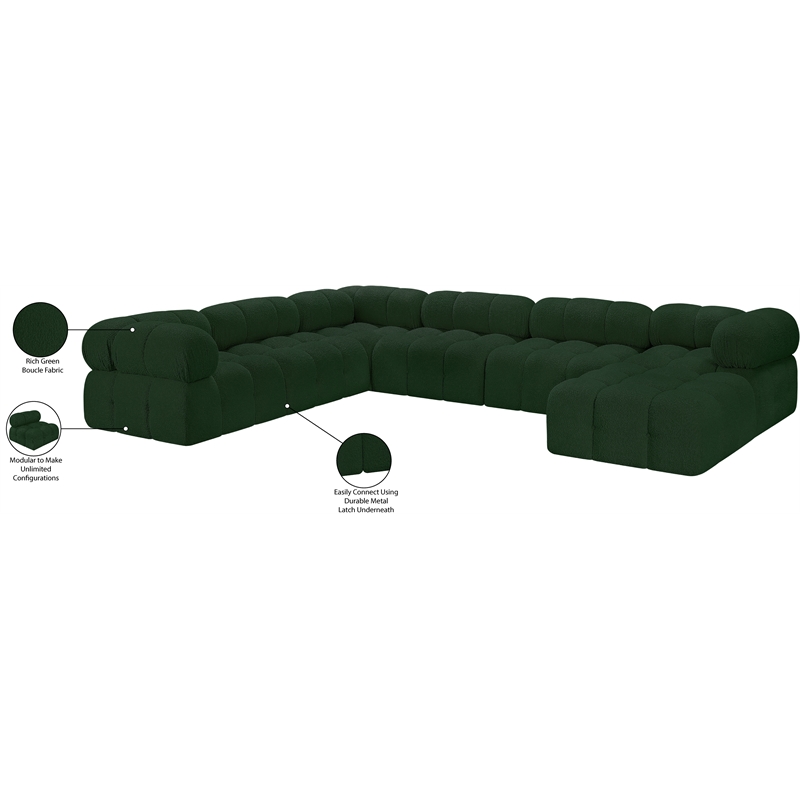 Meridian Furniture Ames Green Boucle Fabric Modular Sectional