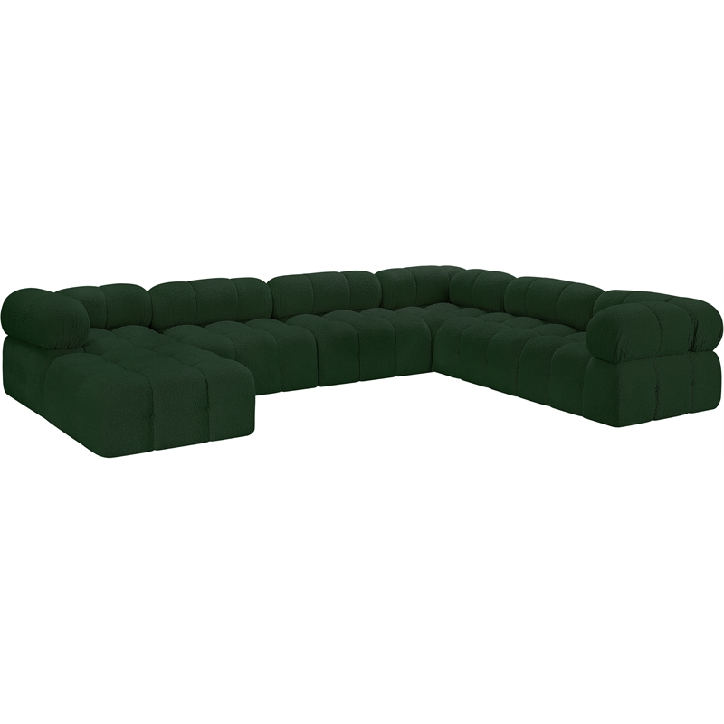 Meridian Furniture Ames Green Boucle Fabric Modular Sectional