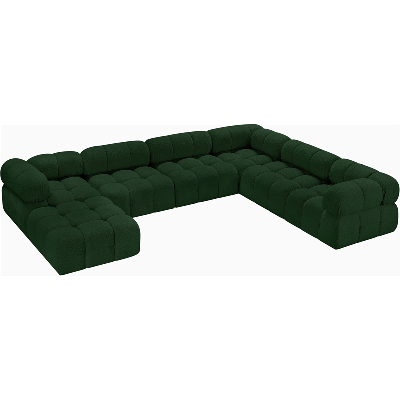 Meridian Furniture Ames Green Boucle Fabric Modular Sectional