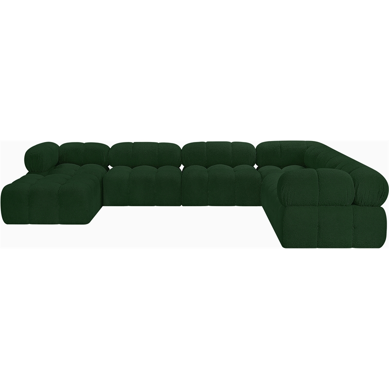 Meridian Furniture Ames Green Boucle Fabric Modular Sectional