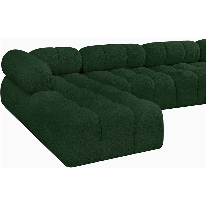 Meridian Furniture Ames Green Boucle Fabric Modular Sectional