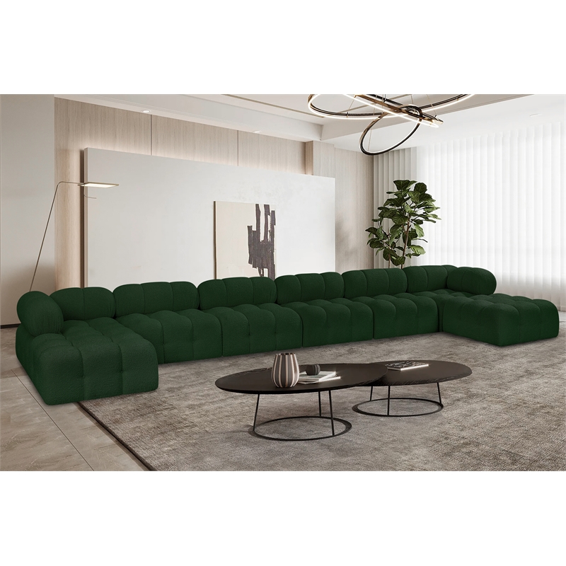 Meridian Furniture Ames Green Boucle Fabric Modular Sectional