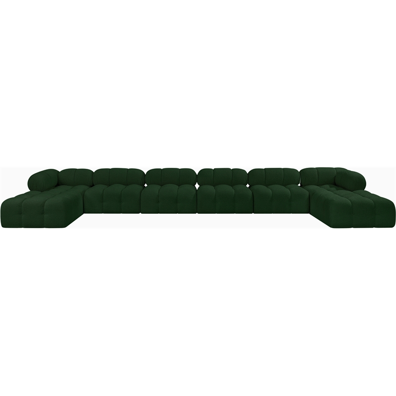 Meridian Furniture Ames Green Boucle Fabric Modular Sectional