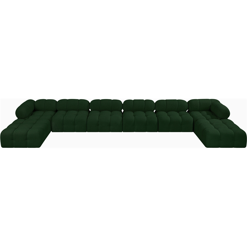 Meridian Furniture Ames Green Boucle Fabric Modular Sectional