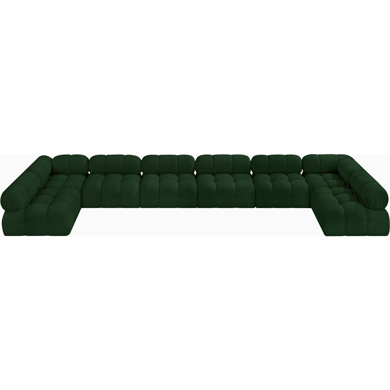 Meridian Furniture Ames Green Boucle Fabric Modular Sectional