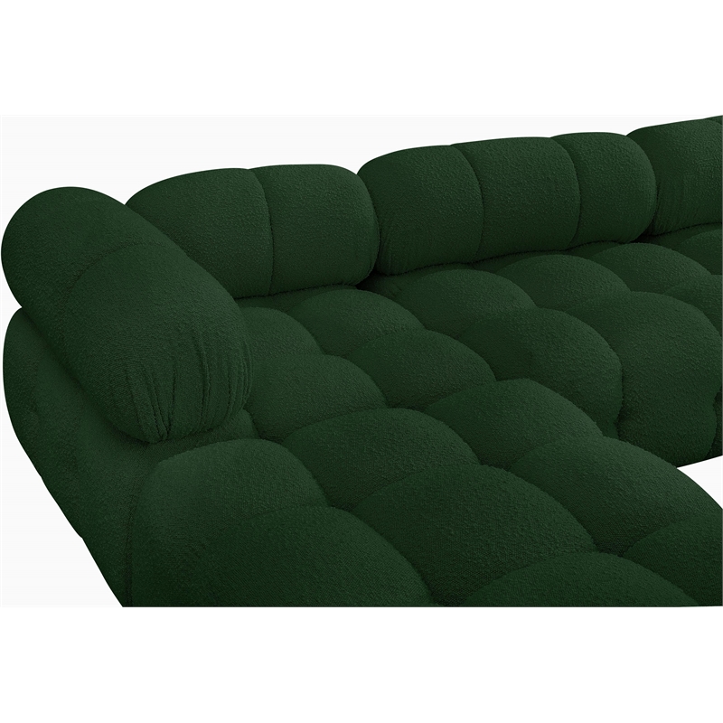 Meridian Furniture Ames Green Boucle Fabric Modular Sectional