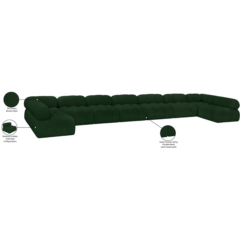 Meridian Furniture Ames Green Boucle Fabric Modular Sectional