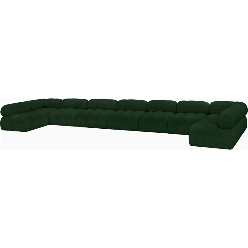 Meridian Furniture Ames Green Boucle Fabric Modular Sectional