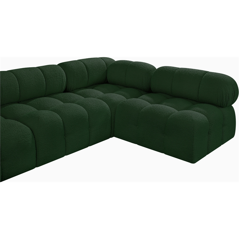 Meridian Furniture Ames Green Boucle Fabric Modular Sectional