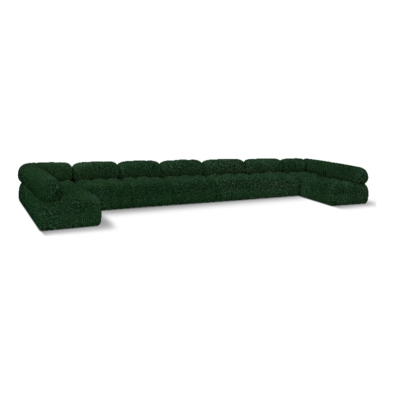 Meridian Furniture Ames Green Boucle Fabric Modular Sectional