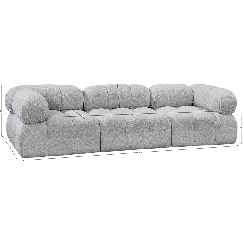 Meridian Furniture Ames Grey Boucle Fabric Modular Sofa