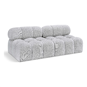 meridian furniture ames grey boucle fabric modular sofa