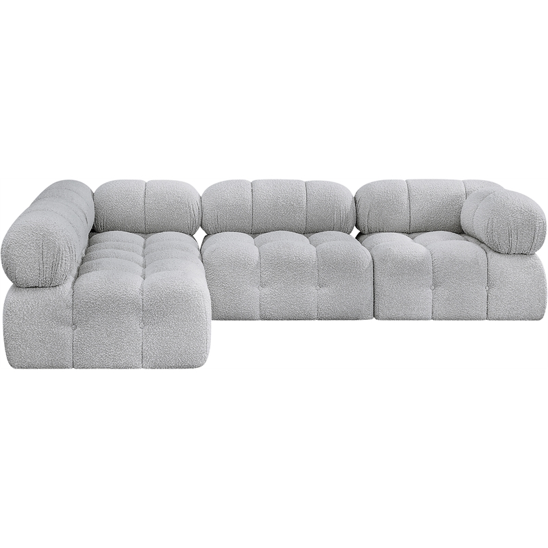 Meridian Furniture Ames Grey Boucle Fabric Modular Sectional