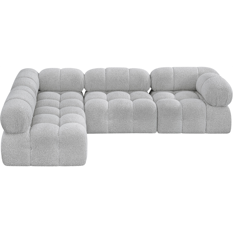 Meridian Furniture Ames Grey Boucle Fabric Modular Sectional