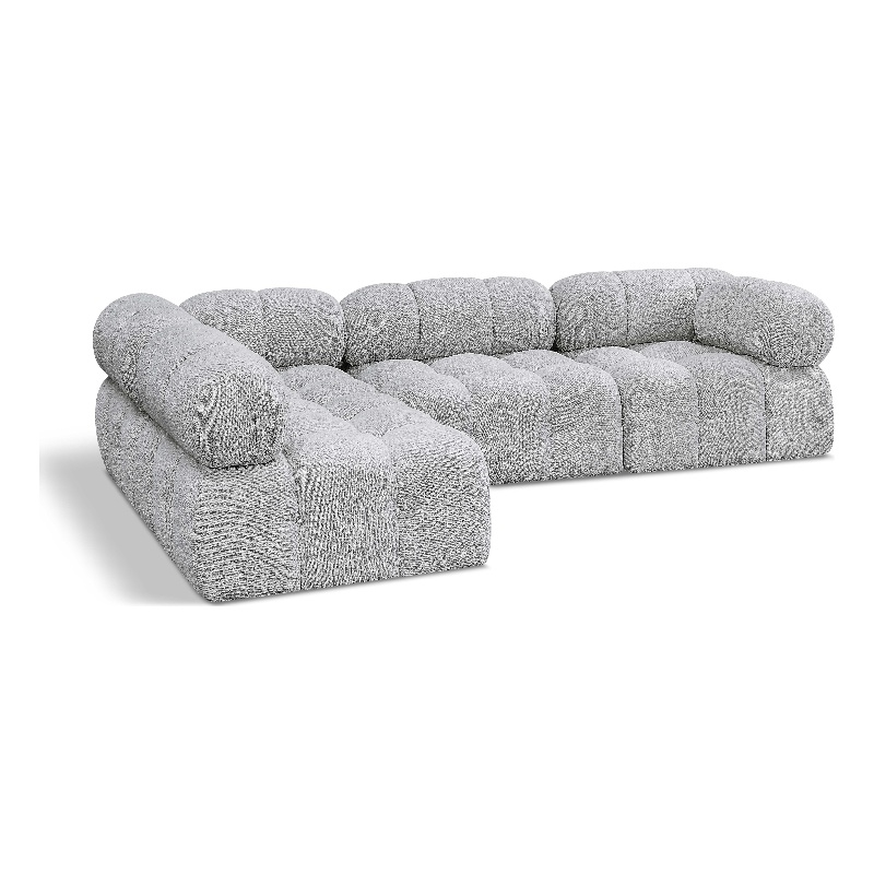 Meridian Furniture Ames Grey Boucle Fabric Modular Sectional
