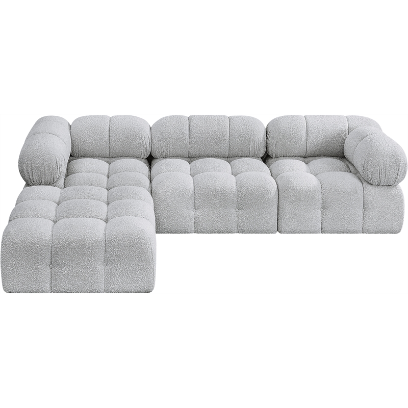 Meridian Furniture Ames Grey Boucle Fabric Modular Sectional