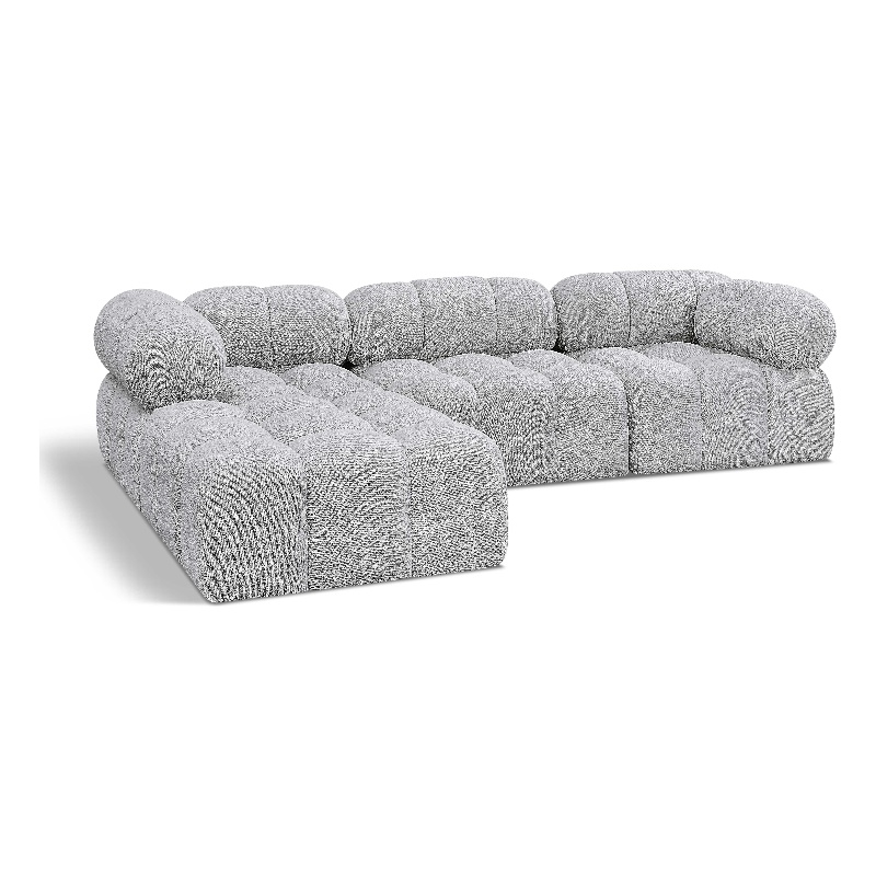 Meridian Furniture Ames Grey Boucle Fabric Modular Sectional