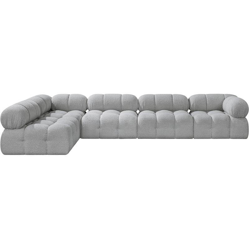 Meridian Furniture Ames Grey Boucle Fabric Modular Sectional