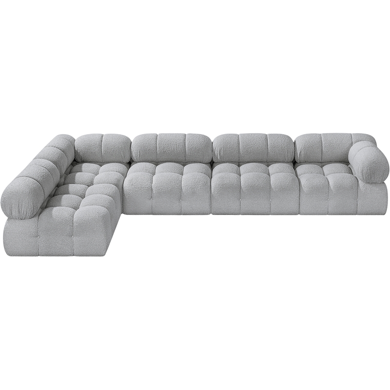 Meridian Furniture Ames Grey Boucle Fabric Modular Sectional