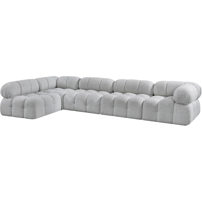 Meridian Furniture Ames Grey Boucle Fabric Modular Sectional