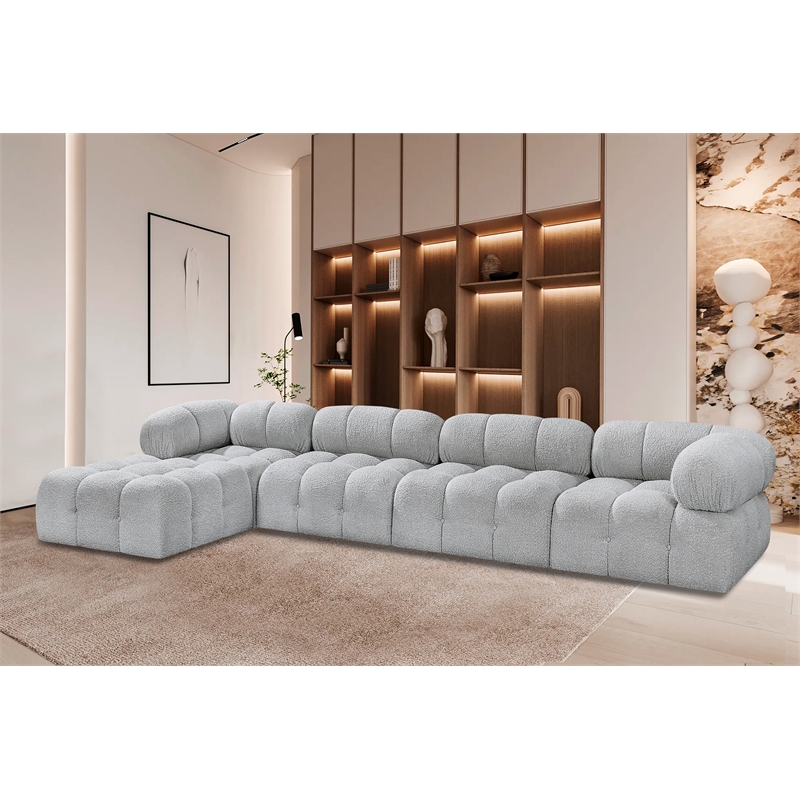 Meridian Furniture Ames Grey Boucle Fabric Modular Sectional