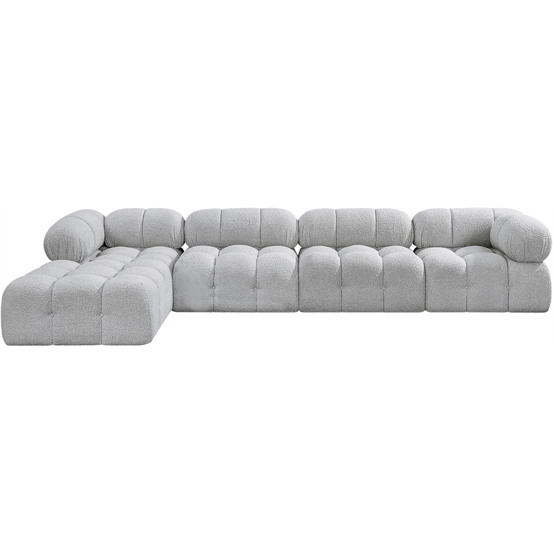 Meridian Furniture Ames Grey Boucle Fabric Modular Sectional