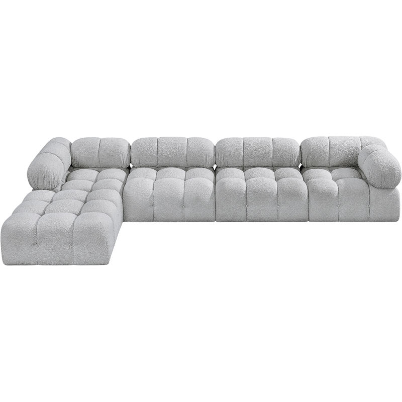 Meridian Furniture Ames Grey Boucle Fabric Modular Sectional