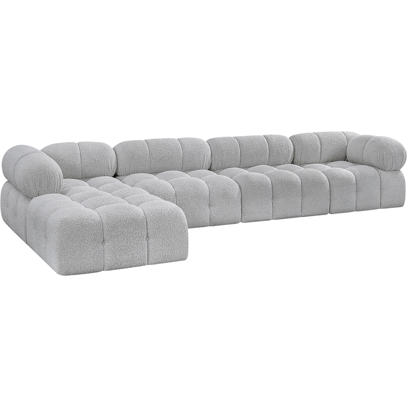 Meridian Furniture Ames Grey Boucle Fabric Modular Sectional