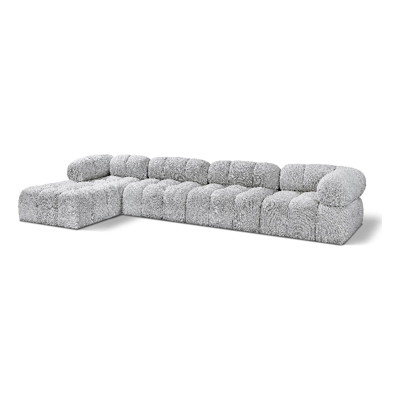 Meridian Furniture Ames Grey Boucle Fabric Modular Sectional