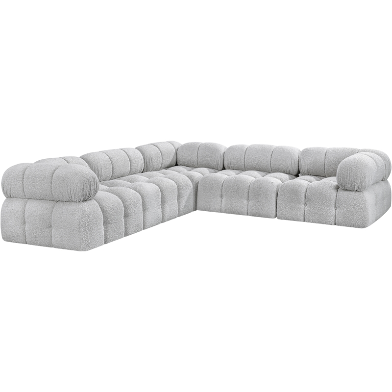 Meridian Furniture Ames Grey Boucle Fabric Modular Sectional