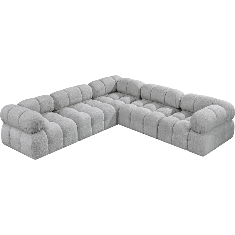 Meridian Furniture Ames Grey Boucle Fabric Modular Sectional