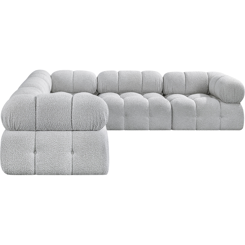 Meridian Furniture Ames Grey Boucle Fabric Modular Sectional
