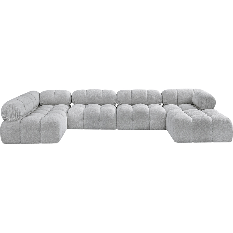 Meridian Furniture Ames Grey Boucle Fabric Modular Sectional